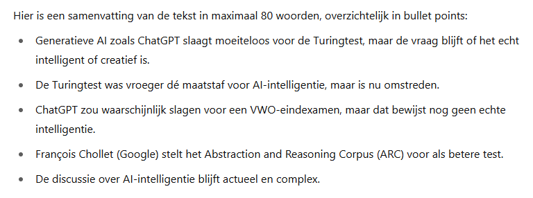 Een samenvatting gemaakt door ChatGPT